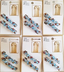 Conair Barrette Pageant Competition Jewel Hair Clips 59096 AQUA BLUE 6/2 Packs - Picture 1 of 3