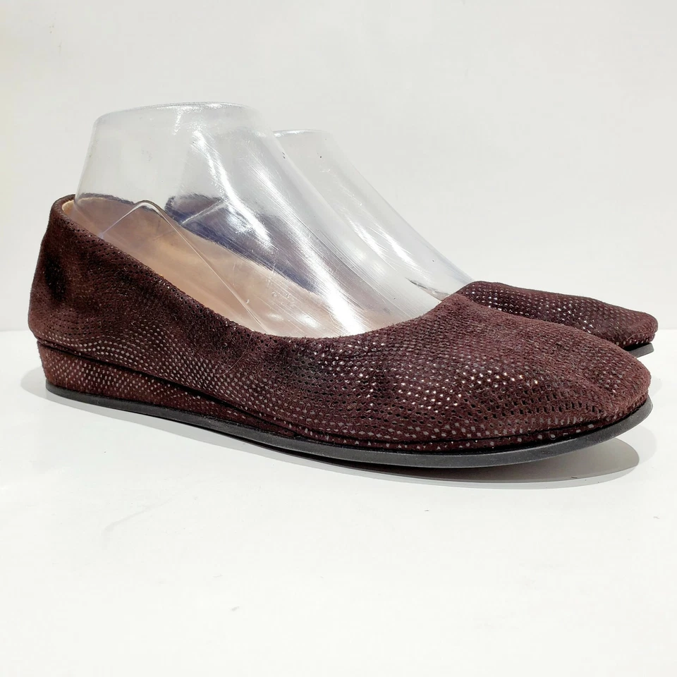 Mini cuña de gamuza de piel de serpiente marrón fslny talla 7,5 hecha en Italia  Foto 1 de 4