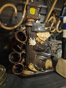 "Never On Sunday" Ceramic Hobo Lamp Post Empty Liquor Decanter 9" Tall - Picture 1 of 3