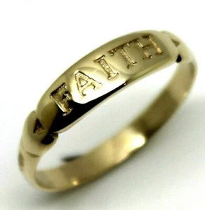 Size T Genuine New Solid 9ct 9kt 375 Yellow Gold Faith Ring - Free Express Post - Picture 1 of 16