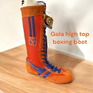 Stivali da boxe Gola nuovi con scatola. Altezza 12". Arancione/Royal. Superfly - Foto 1 di 7
