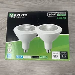 2 Maxlite 90W-Bulbs PAR38 Flood Light Dimmable 13W-LED 2700K Soft White 950L E26 - Picture 1 of 8