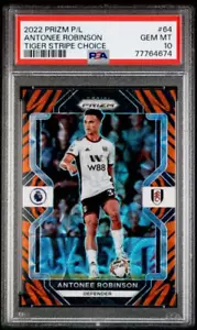 2022-23 Antonee Robinson Panini Prizm Tiger Stripe Choice Fulham Card SSP PSA 10 - Picture 1 of 3