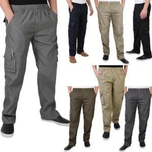 Mens Army Cargo Trousers Cotton Combat Pants Military Work Chinos Casual Khakis - Picture 1 of 37