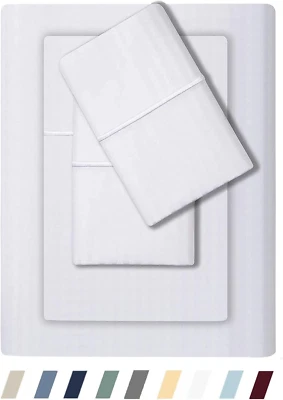 Feather & Stitch 500 TC California King Size Damask Bed Sheet Set, 100% Soft Cot