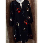 New Vince Camuto size 6 pink blue black Floral 3/4 sleeve empire waist dress