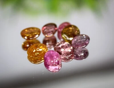 Natural Multi Color Tourmaline Cabochon Lot Gemstone for Jewelry Making, 9x7x4mm - Image 1 of 4