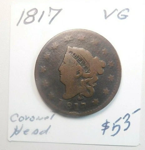 1817 EARLY CORONET HEAD LARGE CENT CHOCOLATE BROWN - GREAT EYE APPEAL!!!!!!!!!!! Cover