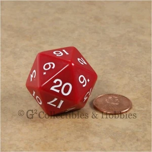 NEW 30mm Jumbo Red D20 Die D&D RPG Dice Game 20 Sided - Picture 1 of 2