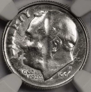 1996 W NGC MS64 Major Stuck Thru Rare Dime Mint Error Many Fibers Showing Cloth? - Picture 1 of 6