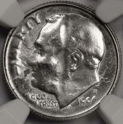 1996 W NGC MS64 Major Stuck Thru Rare Dime Mint Error Many Fibers Showing Cloth? - Image 1 of 4