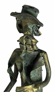 VTG Rustic Metal Art Brutalist Man With Oil Can Patina Sculpture 8" Tall - Picture 1 of 12