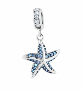 Charm Dangle 925 Silber Seestern Zirkon Steinchen - Anhänger für Pandora Armband - Bild 1 von 1