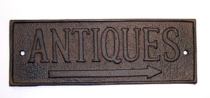 Insegna da parete in ghisa targa ""antiquariato"" decorazione negozio 07470 - Foto 1 di 1