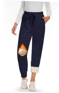 Fleece Lined Sweatpants Women - Joggers for Women with Medium 3#navy Blue - Picture 1 of 6