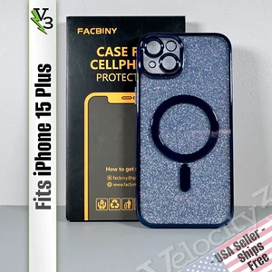 Case for iPhone 15 Plus - Blue Glitter | High Gloss | Slim & Flexible | Magnetic - Picture 1 of 15