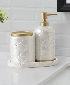 Lavender and Sage 3-Pc. Bathroom Accessory Set - White Pearlized - Picture 1 of 3