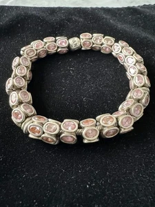 Massives Pandora Armband Silber Mit 22 Rosanen Edelsteinen - Bild 1 von 11