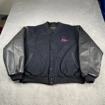 Chaqueta Golden Bear Varsitiy Para Hombres 2XL Cuero Negro Lana A Presión Aislada EE. UU. Foto 1 de 4