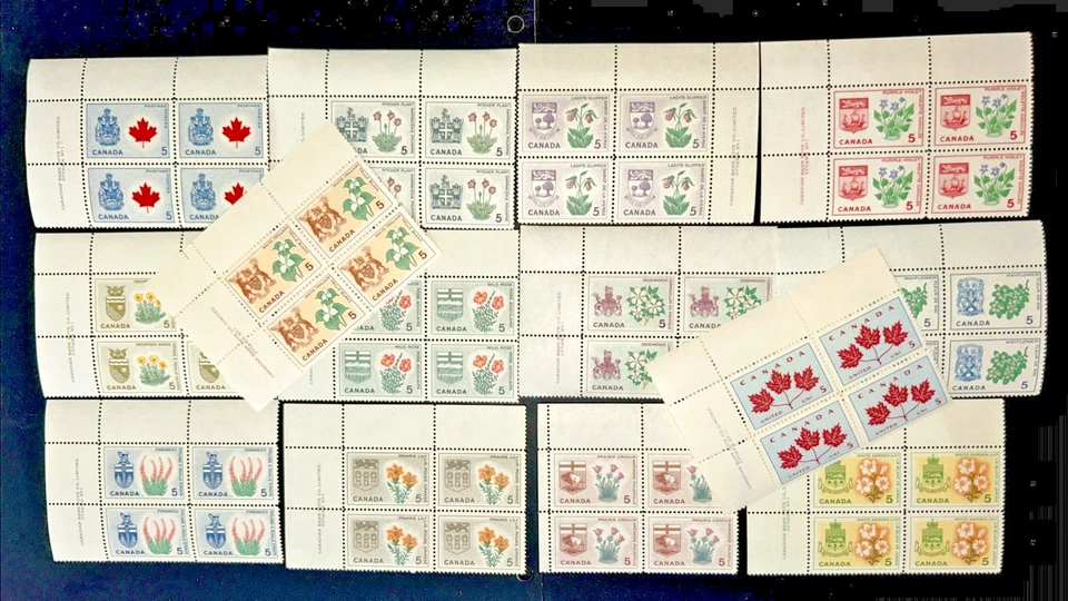 Canada 1964-1966 Coats-of-Arms #417-429a MNH Plate Blocks of 4 Full set CV$27 - Image 1 of 1