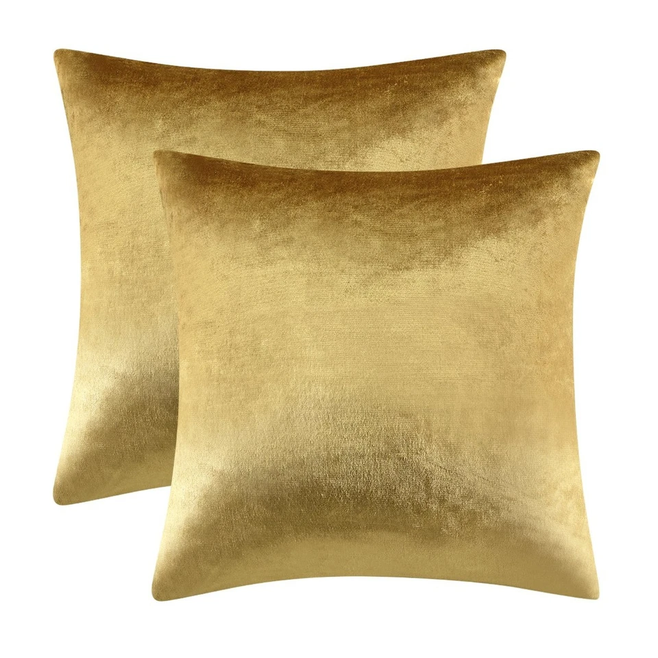 Gigizaza Gold Velvet Decorative Throw Pillow Covers for Sofa Bed 2 Pack Soft 18