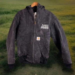 Vintage Carhartt J03 BLK Canvas Jacket Size S Thermal Lined Distressed Unique - Picture 1 of 12