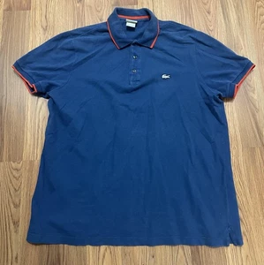 Lacoste Polo Shirt Mens 2XL Navy Blue Regular Fit Short Sleeve Croc Logo Preppy - Picture 1 of 11