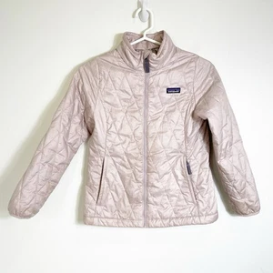 Patagonia Jacket Girls Pink Nano Puff Quilted Puffer Logo Coat Youth Medium 10 - Picture 1 of 3