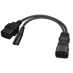 C14 to C7 + C19 Y Splitter Power Plug Cord,Single IEC 320 C14 to C7+C19 Splitter - Picture 1 of 6