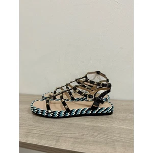 Valentino Garavani Rockstud Caged Leder Riemchen Sandalen Schwarz/Blau Damen 40 - Bild 1 von 8
