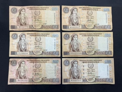Cyprus £1 Lira Vintage Banknote Set (6) LOT: 2311-027 - Image 1 of 4