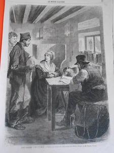 Gravure 1862 - Types Parisiens Cabinet lecture des Chiffonniers - Picture 1 of 1