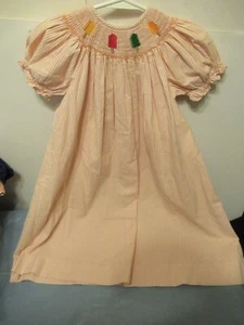 P43 Girls size 4 Orange Silly Goose Hand Smocked Dress - Picture 1 of 7