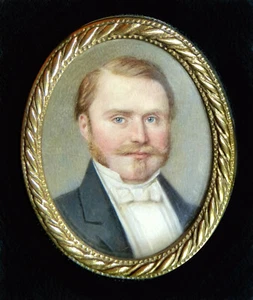 ANTIQUE PORTRAIT MINIATUR 1854 SIGNIERT ALBERT THEER 1815-1902 WIEN ÖSTERREICH @ - Bild 1 von 3