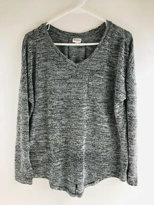 Suéter Merona Para Mujer Talla Grande Negro Gris Pullover Cuello en V Tejido Manga Larga Foto 1 de 4