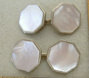 VINTAGE CUFF LINKS WITH "PEARL" CENTER - Picture 1 of 4