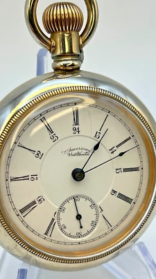 RARE WALTHAM MODEL 1883 18S, 17J Canadian 24 Hour Dial Choo-Choo Case Serviced - Image 1 of 4