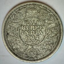 1912 India British Silver 1/2 Rupee Coin Circulated You Grade It