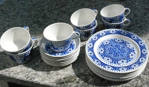 Tee-/Kaffee Service Arabia Ali , für 7 Personen, blau weißes Muster - Bild 1 von 7