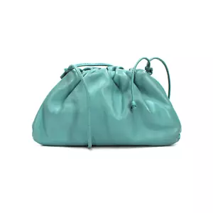 Bottega Veneta Calfskin Linoleum Teal Blue Mini Pouch Crossbody Buttery Soft Bag - Picture 1 of 9