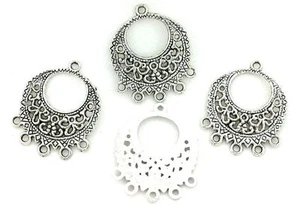 10 PEWTER LEAD FREE FILLIGREE CHANDELIER CONNECTOR PENDANT CF788 - Picture 1 of 1