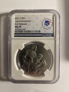 2021 LAW ENFORCEMENT Silver Dollar NGC MS70💥FLAWLESS QUALITY💥FIRST RELEASE - Picture 1 of 2