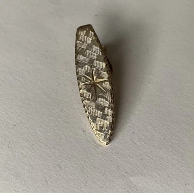 Vintage Tie Bar Clip Gold Tone Embossed Textured MCM Mid Century Modern - Image 1 of 3