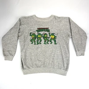 Vintage 1990 Ninja Turtles Sweatshirt Gray Youth XL Adult Small. Made In USA. - Picture 1 of 10