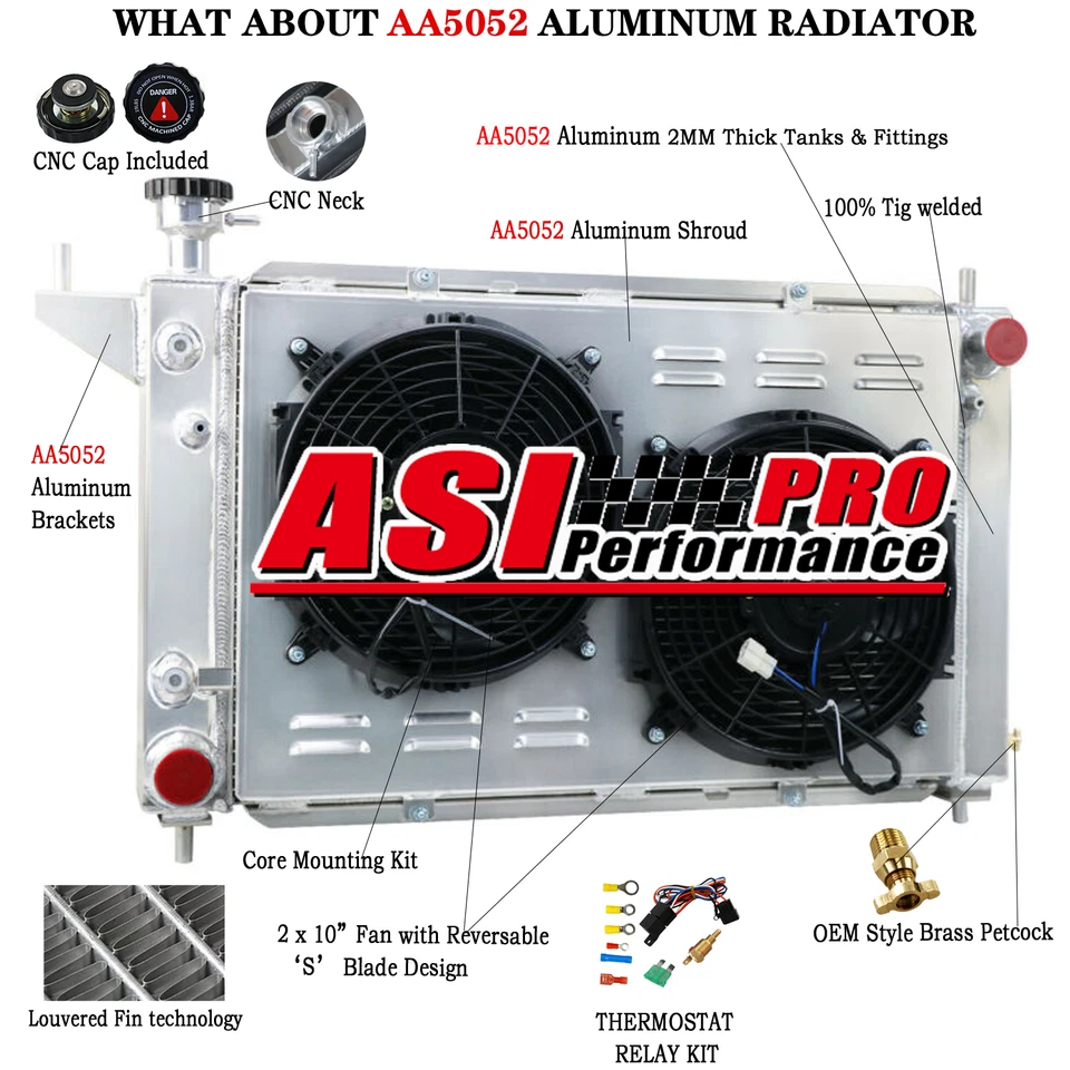 4 Row Radiator Shroud Fan Relay For 1994-1996 1995 Ford Mustang 3.8L V6 ,5.0L V8 - Image 1 of 4