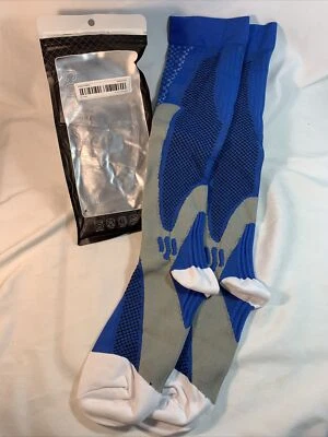 Women 1pair Long Compression Socks, Outdoor Running Cycling Blue Size L/XL - Image 1 of 4