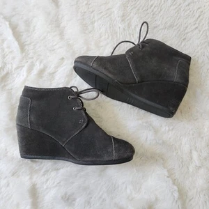 Botines Toms gris gamuza con cordones cuña talla 8 - Imagen 1 de 9