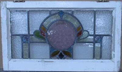 OLD ENGLISH LEADED STAINED GLASS WINDOW TRANSOM Beautiful Abstract 27.25  X 16  • 369.48$