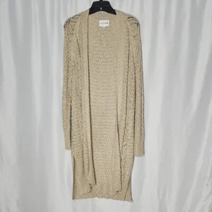 Olive & Oak Open Knit Cardigan Sweater Cream Tan Beige Womens Size Large L - Picture 1 of 5