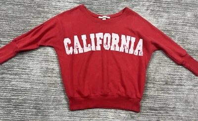 Sudadera Derek Heart para mujer mediana roja mezcla de algodón estampado California Foto 1 de 4